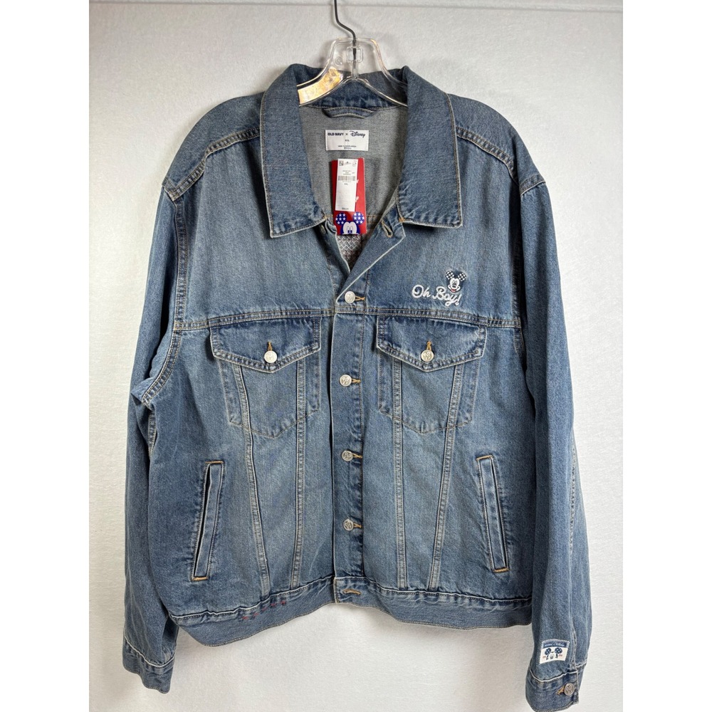 Old Navy x Disney Mickey Mouse Men's Denim Jacket XXL USA 250 Flag Americana NWT